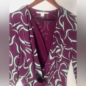 Diane Von Furstenberg Plum and Mint Patterned Dress